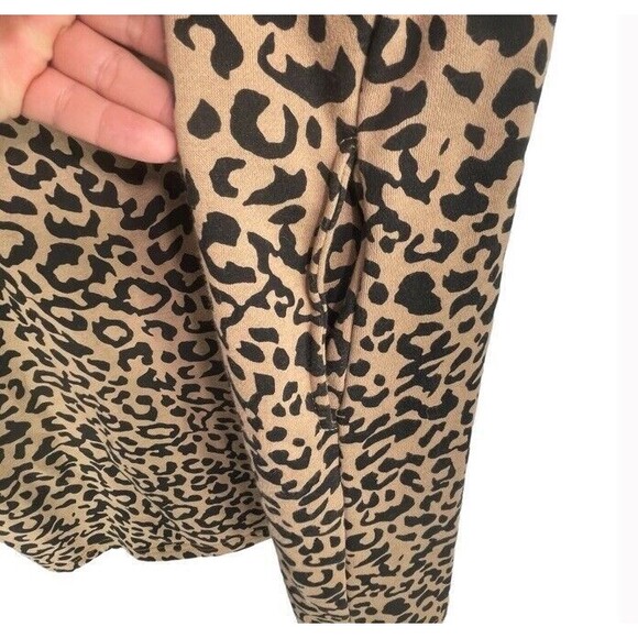 Ellison Leopard Sweatshirt Mini Dress Tunic Pockets Casual Athleisure Comfy Med - Picture 5 of 12